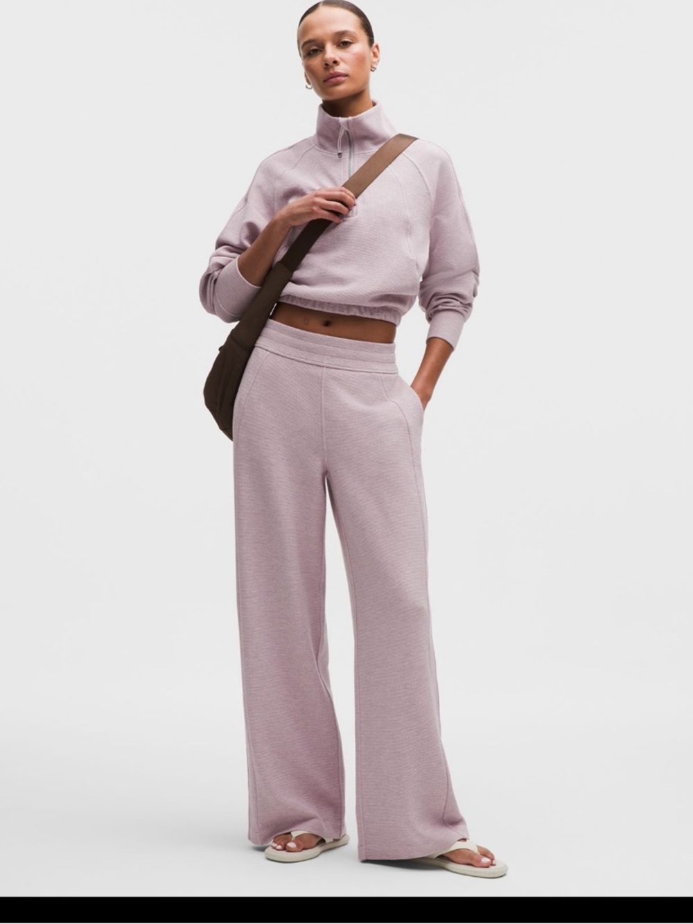 NEW luluemon Neutral Blush Knit Wide-Leg Pants